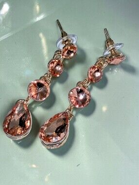 Sparkling Blush Pink Dazzling Rhinestone Dangle Earrings